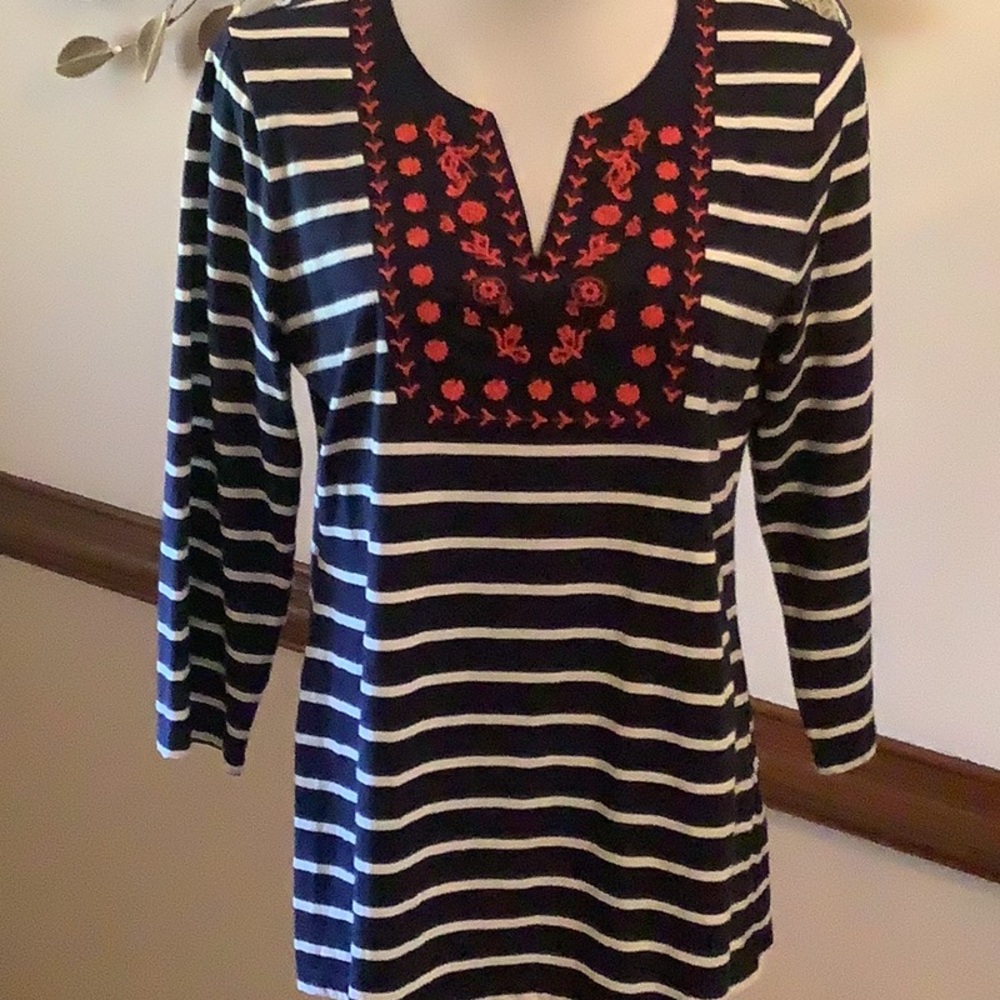Tommy Hilfiger Striped Top with Red Embroidery